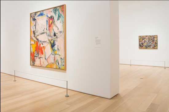 Zaaloverzicht Art Institute of Chicago met Willem de Kooning's Interchange