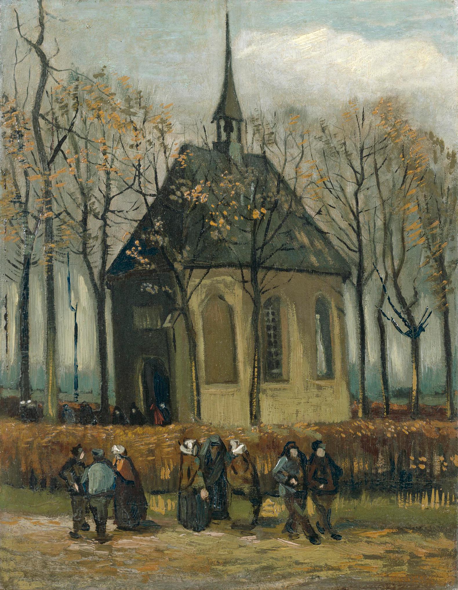 Vincent van Gogh - het Uitgaan van de Hervormde Kerk in Nuenen